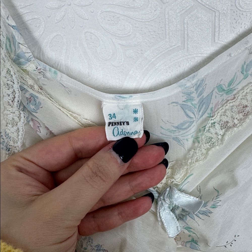 Vintage Cottagecore Penney’s Adonna Floral Lace Nightgown Prairie Dress Small - Picture 7 of 8